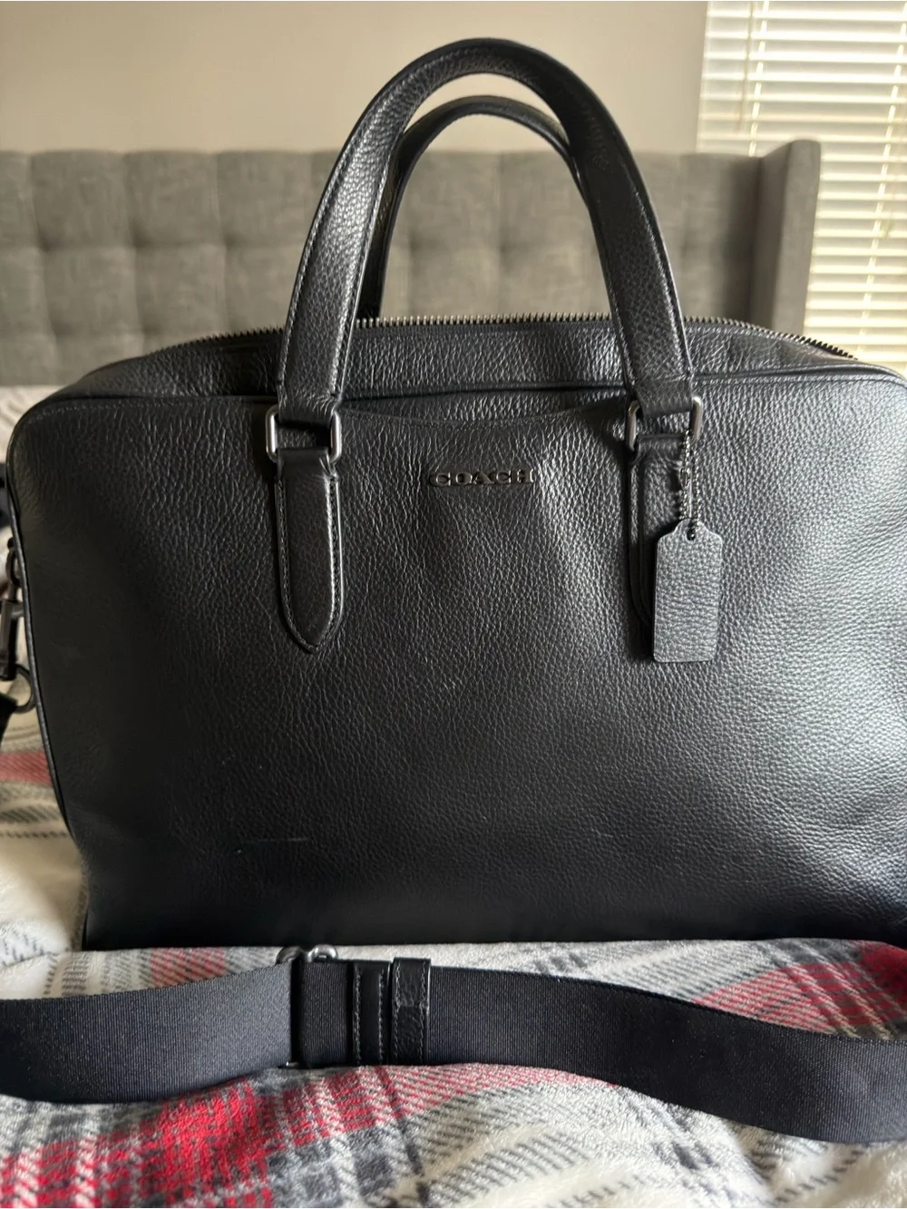 Coach Black Pebbled Leather women’s Briefcase with Shoulder Strap